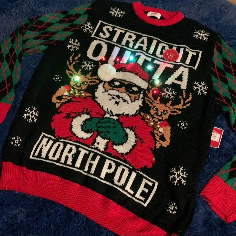 Straight Outta Light-up Ugly Christmas Sweater NWT - Picture 8 of 10
